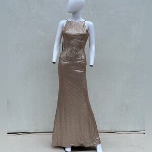 Lulus Slink and Wink Rose Gold Sequin Maxi Dress S